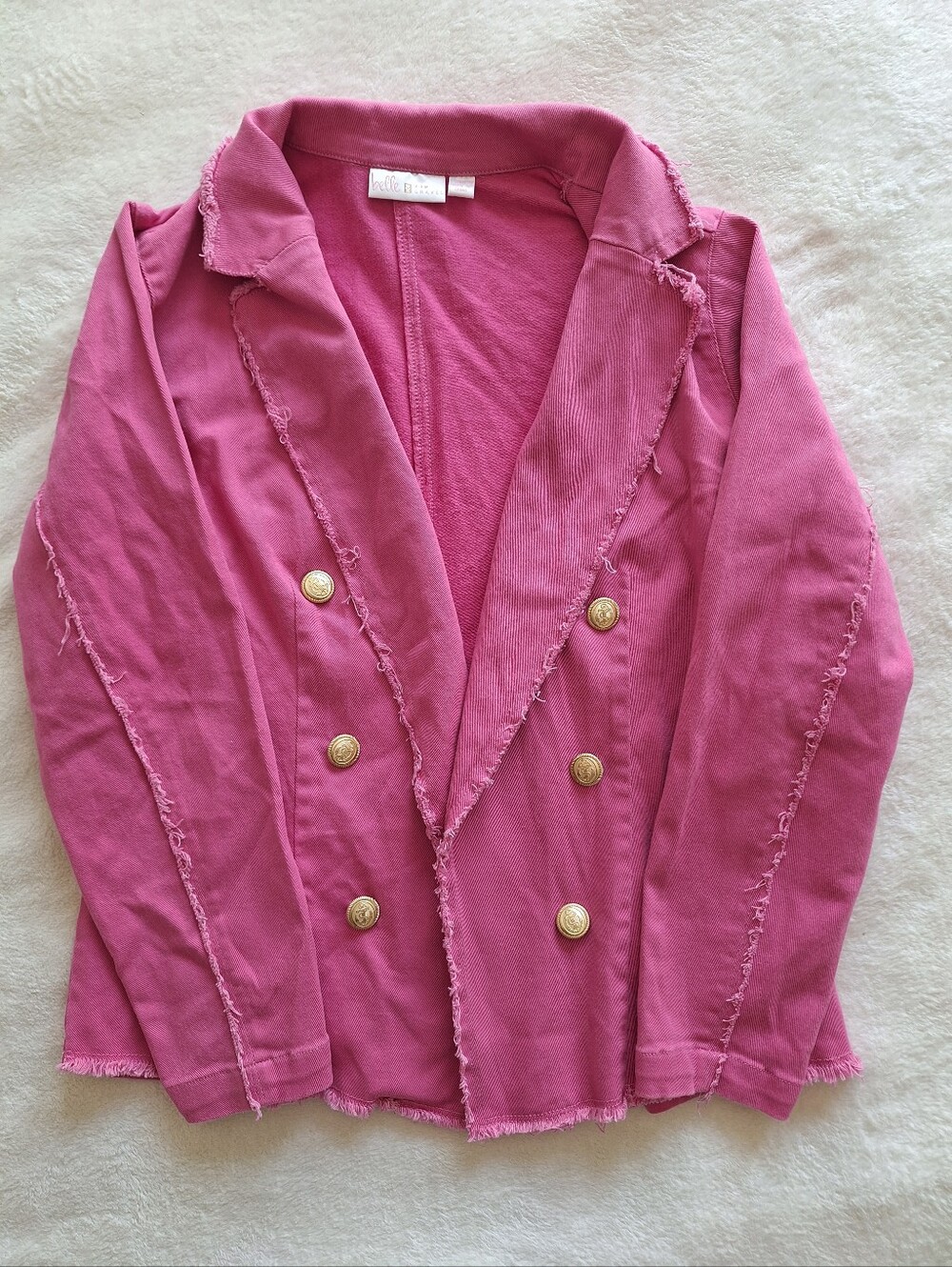 Belle by Kim Gravel Twill Knit Nautical Double Breasted Blazer Jacket M A676999
